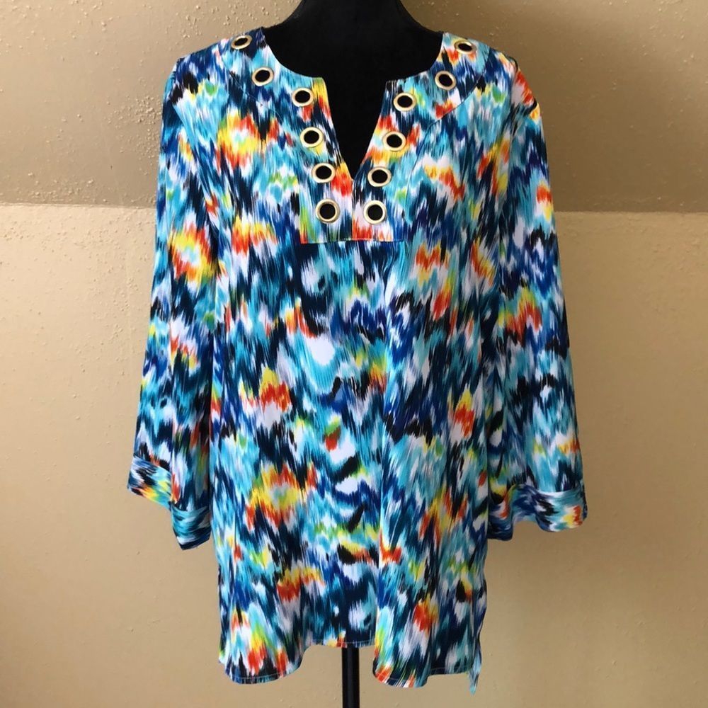 August Silk Multi-Colored Tunic Top